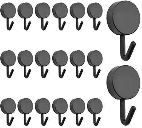 MOROBOR Ganchos autoadhesivos de plástico resistente, ganchos para llaves de pared, para el hogar, cocina, baño, oficina, puerta, color negro, 20 unidades
