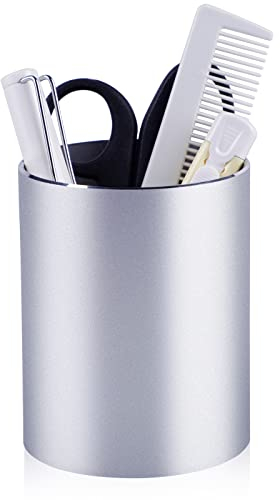 efuturetime® Metall Stiftehalter, Schreibtisch Organizer 8x10 cm, Schreibtisch Zubehör, Kosmetik Organizer, Aufbewahrungsbox, Stifteköcher für Büro, Kinder, Kosmetik, Geschirr, Silber