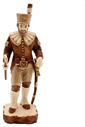 Dekohelden24 Handgeschnitzter Schneeberger Obersteiger mit Werkzeug, gebeizt, Höhe mit Sockel ca. 10 cm