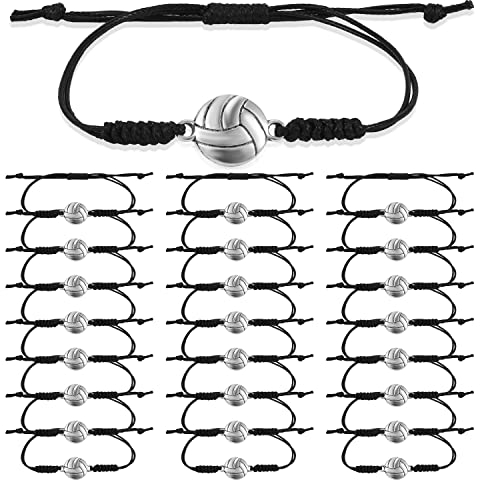 24-teiliges Volleyball Armband, Volleyball-Charm-Armband, Verstellbar mit Volleyball-Anhänger, Dekoration, Geschenke für Teenager, Mädchen, Jungen, Damen, Herren, Teamspieler
