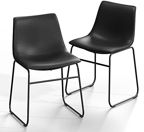 NicBex Silla lateral retro de comedor, Sillas Mueble Comedor con patas de metal para cocina, sala de estar, juego de 2, color negro (A-GE17014-USSU014)