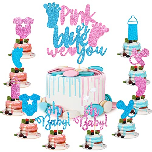 Gender Reveal Party Dekoration 1 Big ‘He or She’ und 10 Stück Boy Or Girl Cupcake Toppers Baby Shower Party Cake Decorations für Hochzeit Ankündigung Einer Schwangerschaft Gender