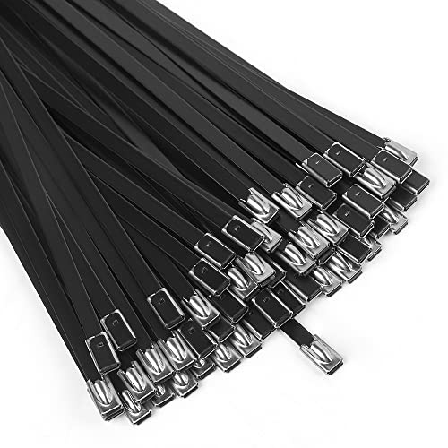 WORKTOOL Fascette stringicavo in acciaio inox, 50,3 cm, nere, autobloccanti, 40 pezzi resistenti