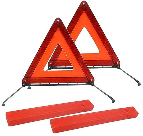 NGHEY 2 PCS Tripod Warning Sign, Road Emergency Warning Reflector, Safety Triangle Kit, Suitable for Roadside Emergencies (Red)