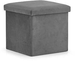 VBChome Sitzpouf 30 x 30 x 30 cm Grau Sitzhocker mit Stauraum Fußbank Truhen Aufbewahrungsbox faltbar Fußstütze Material - Samt 30x30x30 cm