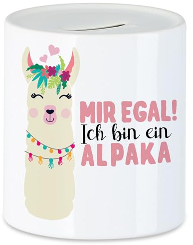 Hey!Print Mir Egal Ich Bin EIN Alpaka Spardose Süßes Alpaka Motiv Geschenkidee Alpaka-Fans