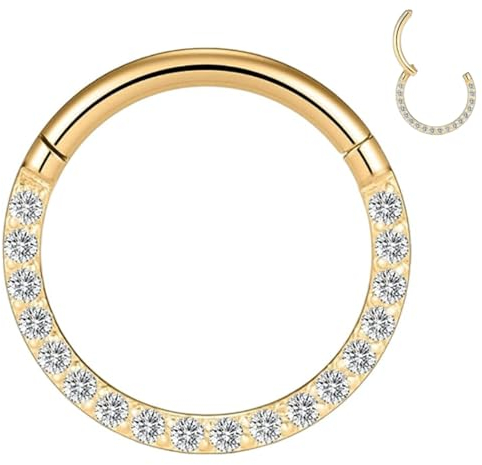 Nasenpiercing Titan piercing ring helix piercings– Universal Scharniersegment für Septum, Nase, Lippe, Ohr – Stilvolles Design (1,2 mm Stabstärke | 7 mm Innendurchmesser, Gold)