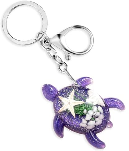 Amabro Porte-clés tortue de mer avec fermoir en forme de tortue de mer 3D - Cadeau d'anniversaire