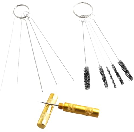 11 Pezzi Kit di Pulizia per Aerografo, 5 Spazzole di Pulizia in Nylon, 5 Aghi in Acciaio Inox, 1 Ago per Aerografo, Set Pulizia Aerografo, Set di Attrezzi per la Pulizia e la Riparazione di Aerografi
