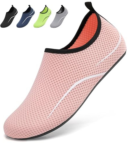 BARFULKER Badeschuhe Damen Herren Wasserschuhe Schwimmschuhe - Unisex Schnell Trocknend Aquaschuhe Leicht Strandschuhe Surfschuhe für Beach Pool Surfen Yoga, Rosa, 39 EU
