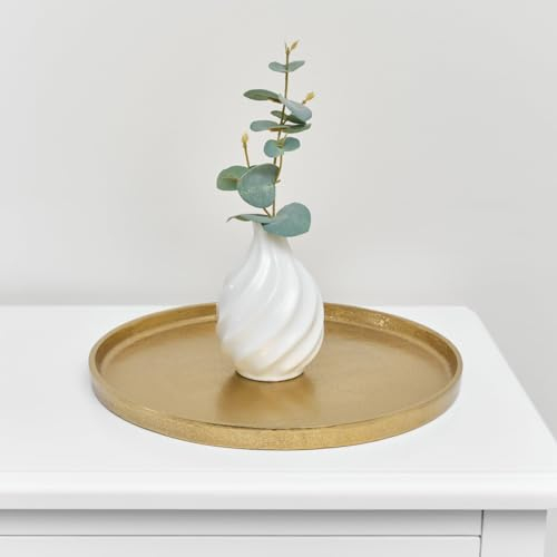 Melody Maison Large Round Antique Gold Metal Tray - 30.5cm