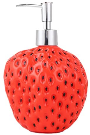 LOVIVER Kreativer Seifenspender, Shampoo Spender, Kunststoff Schaumseifenspender, Handseifenspender für Badezimmer, Arbeitsplatte, Küche und Hotel, Soap Dispenser mit Pumpspender, Erdbeere