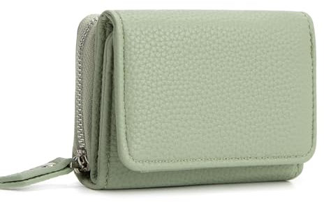 CHAOFANXI Geldbörse Damen, Trifold Leder Kleines Portemonnaie für Frauen, Geldbeutel Damen Portemonnaie Kleine Brieftasche Geldbörse mit 6 Kartenfächern, 1 Banknotenfach und 1 Münzfach,Grün