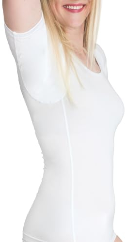 odaban Anti-Schweiß T-Shirt Frauen + integrierten Achselpads gegen Starkes Schwitzen Unterhemd mit Schutz vor Schweißflecken (DE/NL/SE/PL, Alphanumerisch, XXL, Regular, Regular, Weiss)