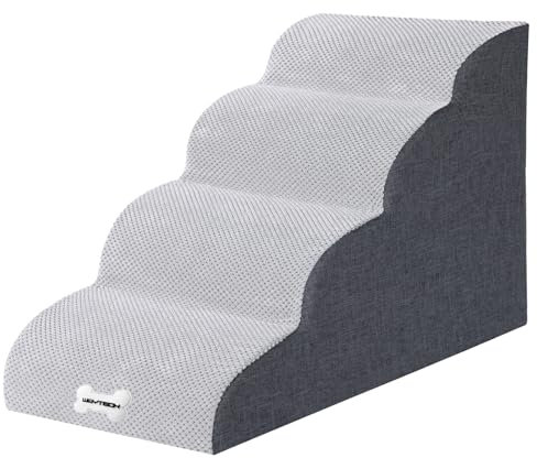 WGYTECH Escalera para Perros de 4 Peldaños, Escalera para Mascotas para Sofá Cama de Esponja de Alta Densidad, con Funda Extraíble Lavable y Fondo Antideslizante, Rampa para Perros de 50 cm de Altura