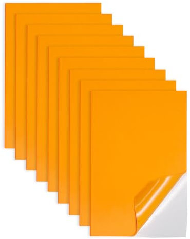 Jtnohx Moosgummi Selbstklebend, Selbstklebende Moosgummi Platten, 9 Stück 17.78×28.7cm EVA Bastelschaum mit selbstklebender, Klebriger EVA Schaumstoffplatte zum Basteln DIY(Orange Farben)