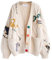 SAGGION Women's Cable Knit Long Sleeve Cardigan V Neck Colorful Open Front Button Embroidered Knitted Sweater Coat Pocket，M