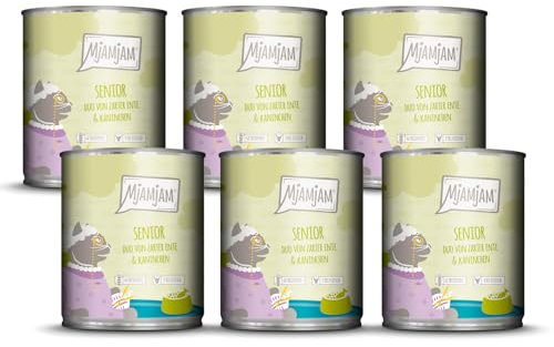 MjAMjAM - Premium Nassfutter für Katzen - Senior - DUO von zarter Ente & Kaninchen, 6er Pack (6x800g), getreidefrei