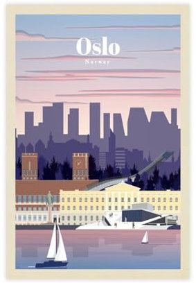 DHWDPO Oslo, Vintage-Retro-Reiseposter auf Leinwand, Poster, Schlafzimmer, Dekoration, Landschaft, Büro, Raumdekoration, Geschenk, 40 x 60 cm