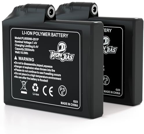 IRON JIA'S Batterie 7.4V 2500mAh Batterie Lithium Polymer wiederaufladbare Batterie, 4-Gang einstellbar,UN38.3,CE Zertifiziert, für Heizhandschuhe