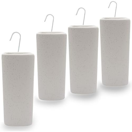 Paluplus Set 4 Evaporatori d'acqua per termosifoni in Ceramica, misura 8x4x19 cm, Umidificatore con motivo PUNTINI e gancio a forma S -5674 (Bianco)