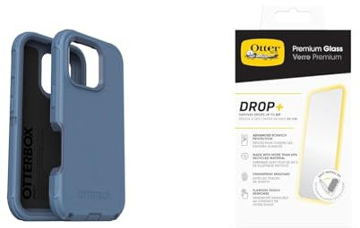 OtterBox Bundle Defender Series MagSafe Case for iPhone 16 Pro, Shockproof, Drop Proof, Ultra-Rugged, Protective Case, Blue & Premium Glass Screen Protector