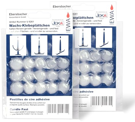 EWA 30er Wachsplättchen Set für sicheres Kerzenaufstellen und Dekoration | wiederverwendbar, Kerzenhalter für stabilen Halt auf allen Flächen, geeignet als Korrektur für wackelige Kerzen