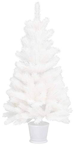 HXFFXHF Künstlicher Weihnachtsbaum, realistischer Baum, Weihnachtsbaum für drinnen und draußen, Weihnachtsdekoration, lebensechte Nadeln, weiß, 90 cm, modisch