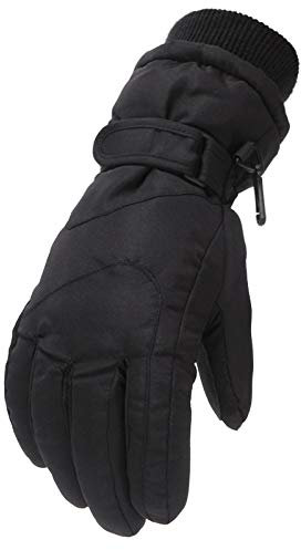YAQUEKOU Skihandschuhe Kinder Wasserdicht Winddichte Winterhandschuhe Junge Mädchen Sporthandschuhe Snowboard Handschuhe für Outdoor Sport in Winter Schneehandschuhe (Schwarz, L（11–16 Jahre）)
