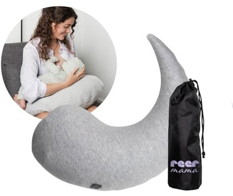 reer Mama Stillkissen Air | Aufblasbares, ergonomisches Stillkissen | mit weichem, abnehmbarem Bezug | kompakt und ideal für unterwegs| Stillhilfe