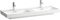 LAUFEN Meda Doppelwaschtisch, unterbaufähig, 1300x460mm, 3 Hahnlöcher je Becken, mit Überlauf, H8141124001081, Farbe: Weiß