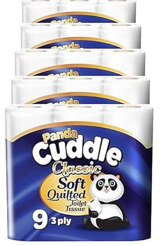 Panda Cuddle Classic Toilet Tissue, 3-Ply Quilted, 45 Rolls, Soft