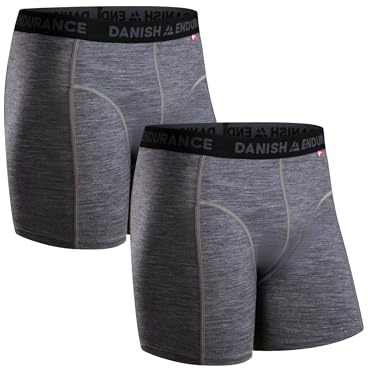 DANISH ENDURANCE Merino Boxershorts Herren (1er Pack), Merino Unterwäsche Herren, Mit oder ohne Eingriff, Grau Mélange, L