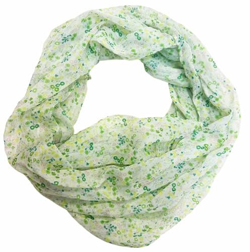 J26 Blume Blümchen Rose Seide Sommer Loop Farbverlauf Silk Uni Rundschal Schlauchschal Stola Schal leicht Tuch (Grün #1)