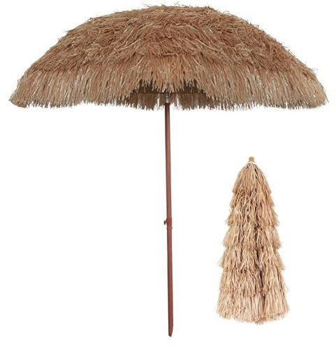 Sombrilla de Playa de 160/200/240/300 cm con botón de inclinación, Sombrilla de Jardín(240cm(7.8ft))