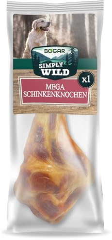 Bogar - Simply Wild - Hundeknochen – Hundefutter als Ergänzung zur täglichen Ernährung – Hundeleckerli in Form eines getrockneten Mega-Schweineknochens – Unterstützt die Hundepflege & Zahngesundheit