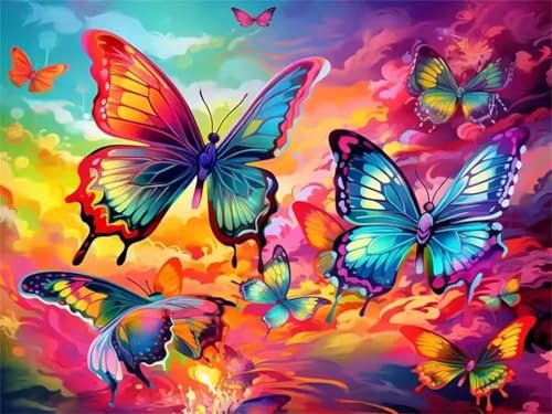 Peinture Numero Adulte,Papillon magique Peinture par Numéro Adulte avec Pinceaux et Peinture Acryliques,Bricolage Paint by Numbers Kits pour Maison Decoration Cadeau sans Cadre 60x75cm