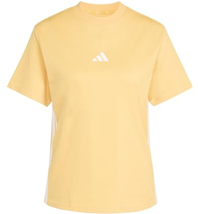 adidas Women's Essentials 3-Stripes Cotton T-Shirt, Semi Ice Tangerine/White, L