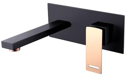 Rubinetteria da incasso a filo, lavabi, rubinetteria da bagno, nero/oro rosa