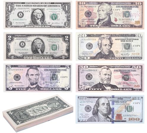 140 Stück Fake Geld Spielgeld Falschgeld Prop Money Cash Fake Dollar Scheine Geldscheine Originalgröße Filmgeld für Spiel Geld Pistole Geldpistole Movie Money Gun Prank Sachen Kostüm Mafia Deko