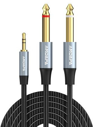 ANDAPA Cavo Audio 3.5mm a Doppio 6.35 mm (3M), Computer, Lettore CD, Altoparlanti e Sistemi Amplificatori per la Casa