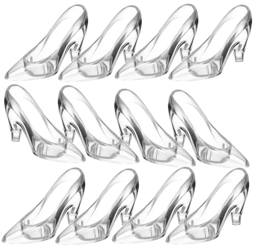 Milisten 12pcs Crystal Shoe Ornaments Transparent High Heel Shoe Decor Miniature Decorative Models Sparkly Desktop Adornment for Home Party Table Display