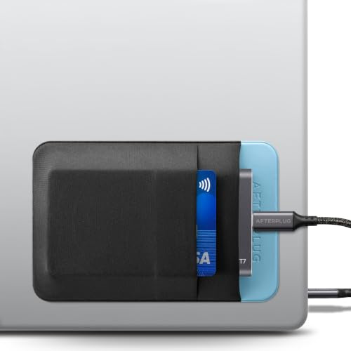 Afterplug 2-Fächer SSD- & Festplattenhalterung für Laptop, mit 3M-Kleber | Selbstklebende Tasche für portable SSDs | 13 x 8,5 cm | Separates Kabelfach | Mit integrierter Sicherungslasche