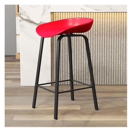RUNZE765Z Taburete con Ruedas Taburete de Bar con Asiento Rojo de Madera for el hogar, Restaurante, Bar, Isla de Hierro, Silla Alta Silla De Cocina(Medio)