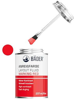 Bad Lackfabrik anrisfärg röd transparent – 237 ml burk med pensel, kontrastmedel, arbetsstycksbearbetning, specialfärg för metallytor