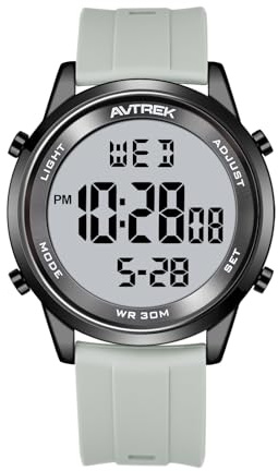 AVTREK Ultradünne Digitaluhr Wasserdicht,Herren Armbanduhr mit 5 Alarmen | Stoppuhr SPL/Countdown/Stundengong/LED-Hintergrundbeleuchtung, 12h/24h, Geschenk für Männer-2508