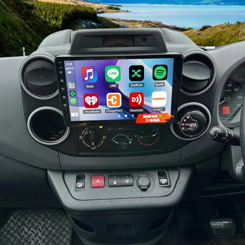 2+64G 10.1 inch Double Din Android 14 Car Stereo for Citroën Berlingo 2 2008-2019 Radio Upgraded GPS Navi Head Unit Touch Screen with Wireless Carplay Android Auto-/FM/SWC/WiFi/Bluetooth/Backup Camera