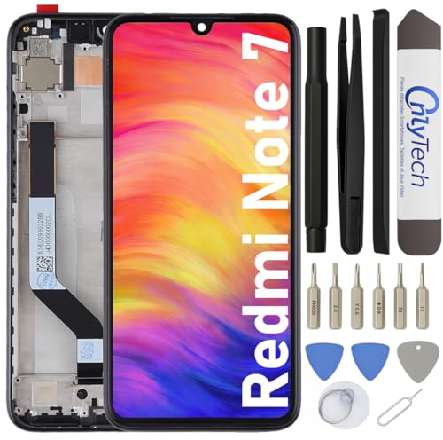 OnlyTech - Pantalla LCD completa con chasis montado de repuesto para Xiaomi Redmi Note 7 / Redmi Note 7 Pro con kit de reparación de 15 herramientas