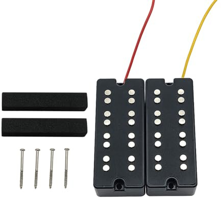 Tonabnehmer Set für Kontrabass, 4-saitiger E Bass, Keramikmagnet für satten Klang und Brummunterdrückung, Doppelspule