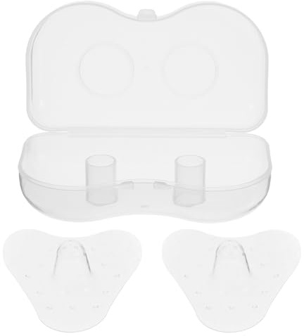 Mikikit 1 Pair Soft Triangular Silicone Breast Protection Covers for Nursing Mothers with Discreet Design and Storage Carry Case for Breastfeeding Comfort and Relief